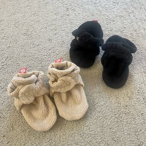TWO pairs of Zutano Fleece Baby Booties